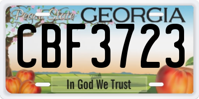 GA license plate CBF3723