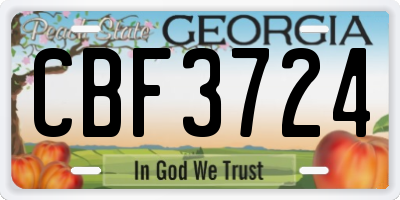 GA license plate CBF3724