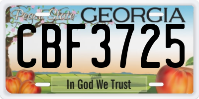 GA license plate CBF3725