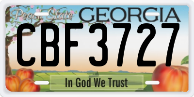 GA license plate CBF3727
