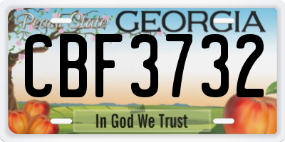 GA license plate CBF3732