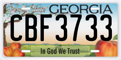 GA license plate CBF3733