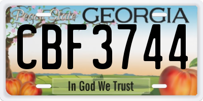 GA license plate CBF3744