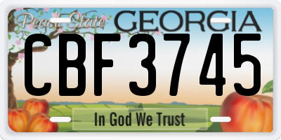 GA license plate CBF3745