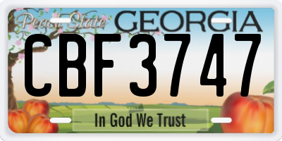 GA license plate CBF3747