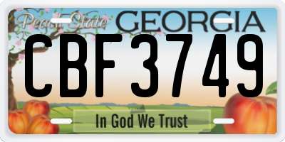 GA license plate CBF3749