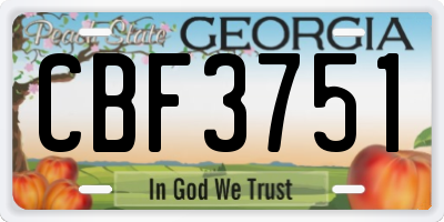 GA license plate CBF3751
