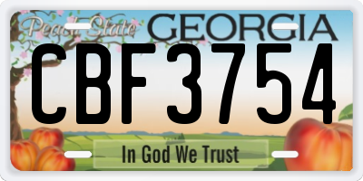 GA license plate CBF3754