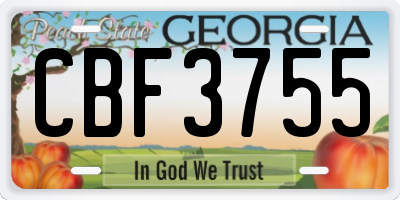 GA license plate CBF3755