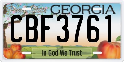 GA license plate CBF3761