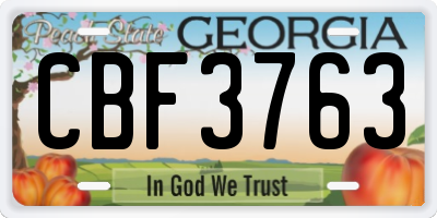 GA license plate CBF3763