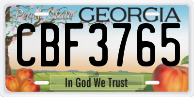 GA license plate CBF3765