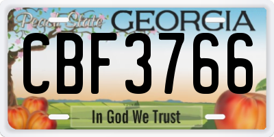 GA license plate CBF3766