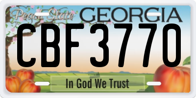 GA license plate CBF3770