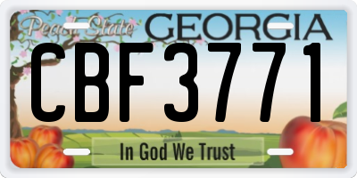 GA license plate CBF3771