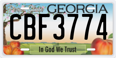 GA license plate CBF3774