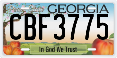 GA license plate CBF3775