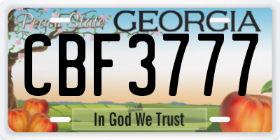 GA license plate CBF3777