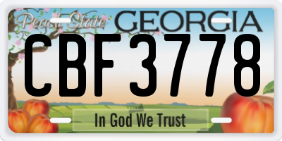 GA license plate CBF3778