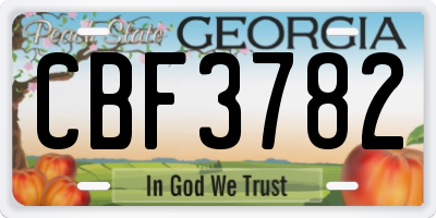 GA license plate CBF3782