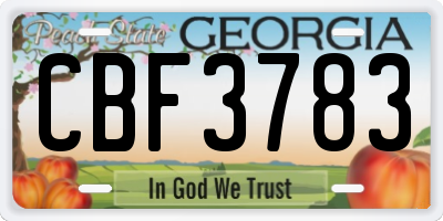 GA license plate CBF3783