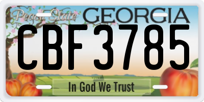 GA license plate CBF3785