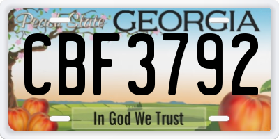 GA license plate CBF3792
