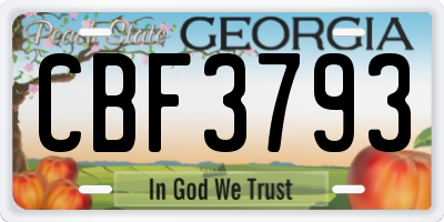 GA license plate CBF3793