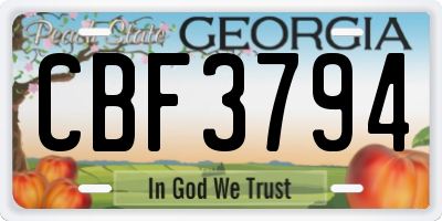 GA license plate CBF3794
