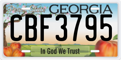 GA license plate CBF3795