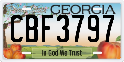 GA license plate CBF3797