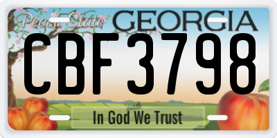 GA license plate CBF3798