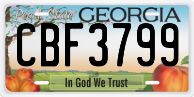 GA license plate CBF3799