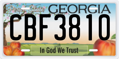 GA license plate CBF3810