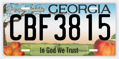GA license plate CBF3815