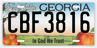 GA license plate CBF3816