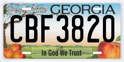 GA license plate CBF3820