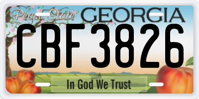 GA license plate CBF3826