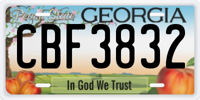 GA license plate CBF3832