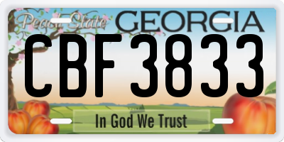GA license plate CBF3833