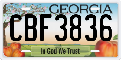 GA license plate CBF3836