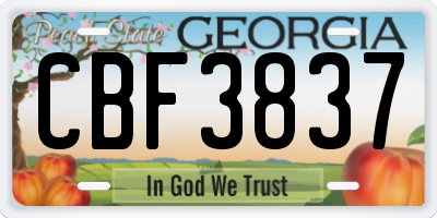 GA license plate CBF3837