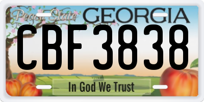 GA license plate CBF3838