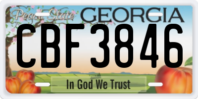 GA license plate CBF3846