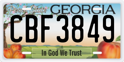 GA license plate CBF3849