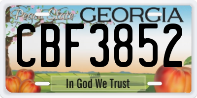 GA license plate CBF3852