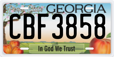 GA license plate CBF3858