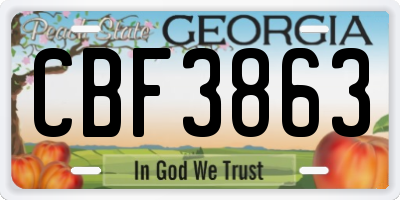 GA license plate CBF3863