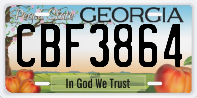 GA license plate CBF3864