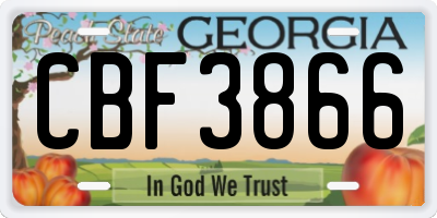 GA license plate CBF3866